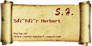 Sáfár Herbert névjegykártya